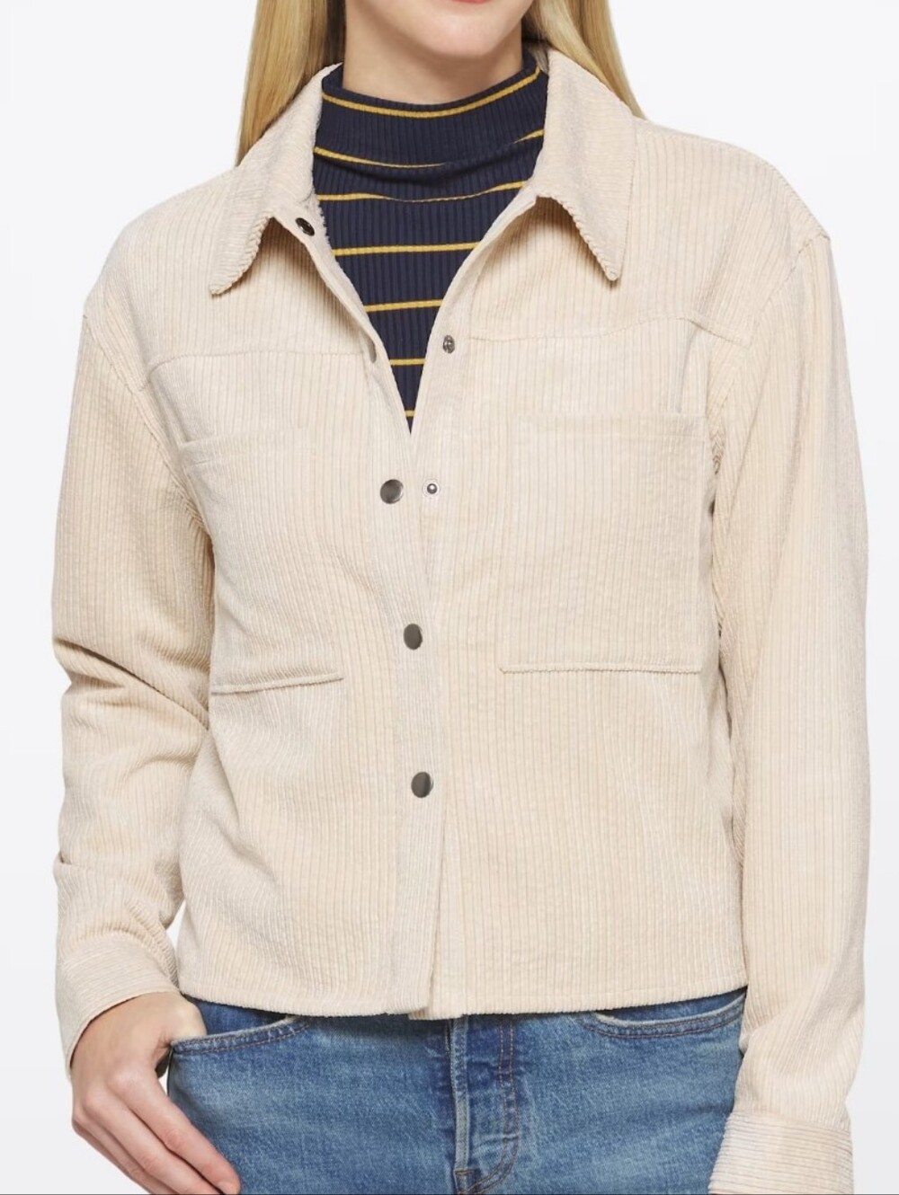 AVLN Eva Corduroy Cropped Shacket - M